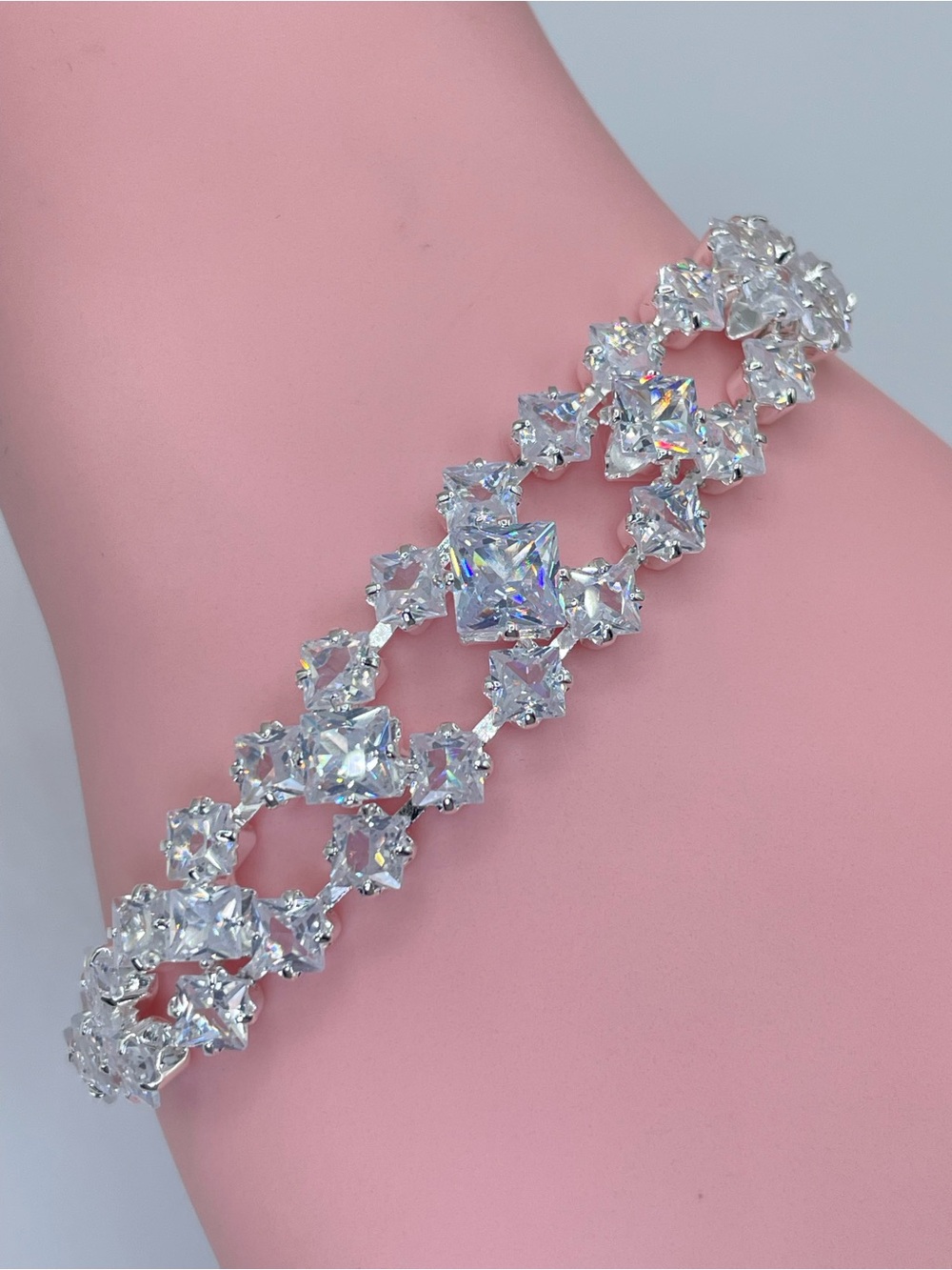 Swarovski Crystal Elements White Swarovski Crystal Art Deco Tennis Bracelet Prom